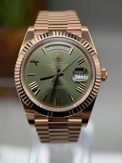 Rolex Day-Date 40 Olive Green Roman Dial on President 228235