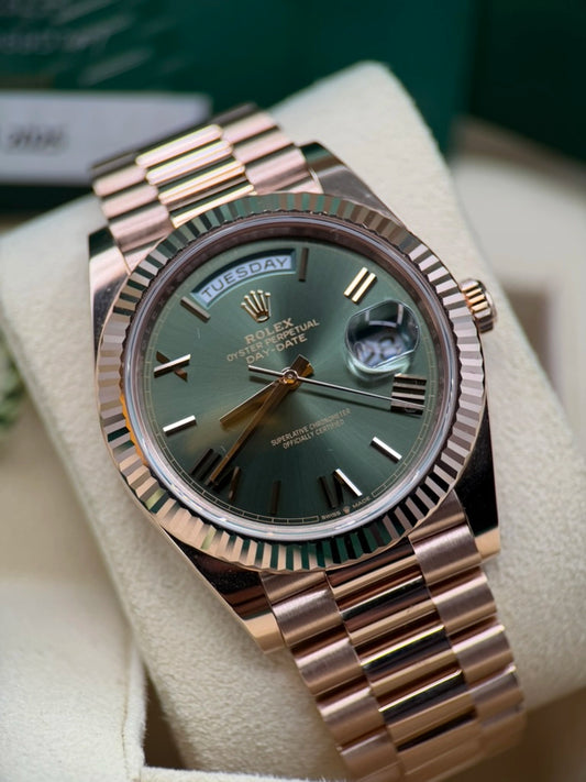 Rolex Day-Date 40 Olive Green Roman Dial on President 228235
