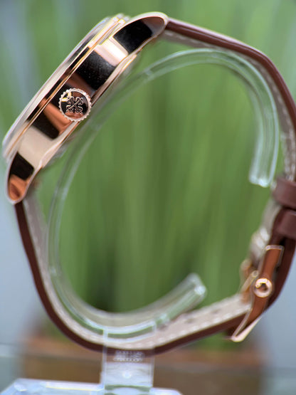 Patek Philippe Complications Calatrava Pilot Travel Time Brown Sunburst Dial on Strap 5524R-001 Complete