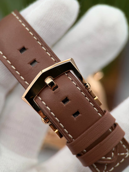 Patek Philippe Complications Calatrava Pilot Travel Time Brown Sunburst Dial on Strap 5524R-001 Complete