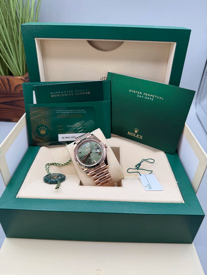 Rolex Day-Date 40 Olive Green Roman Dial on President 228235